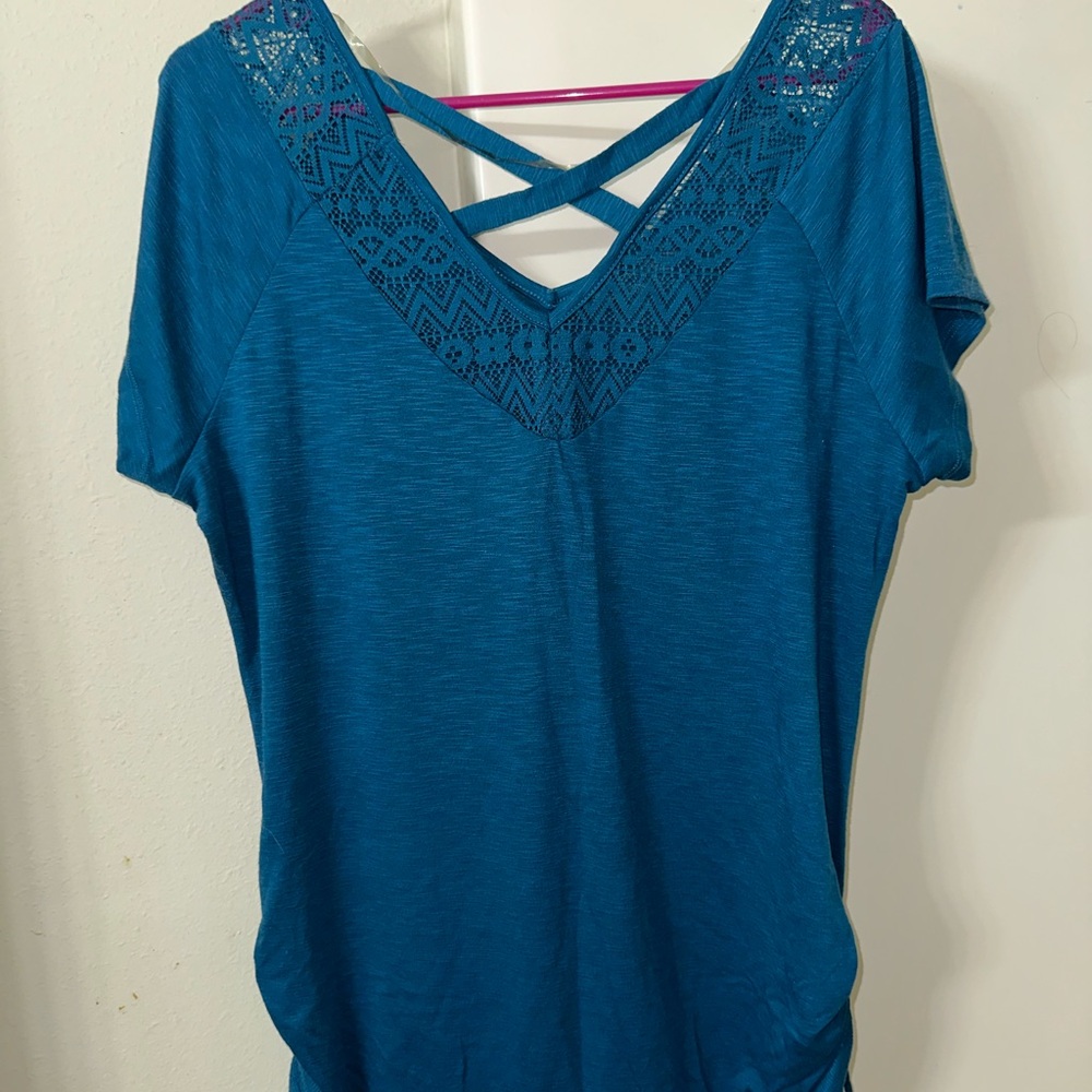 Teal Lace Detail Women's Top